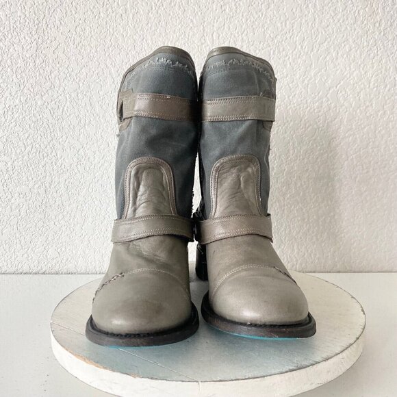 NEW Lane Womens Gray Quilted Mid-Calf Boots With Zipper & Buckle Accents Size 10 - Picture 5 of 11
